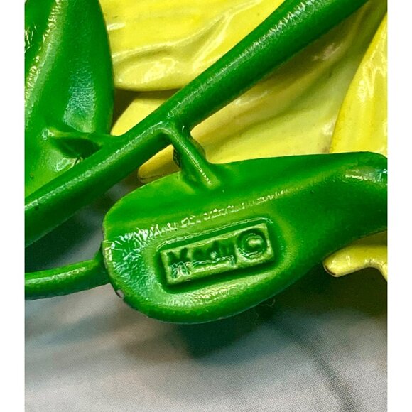Hedy Vintage Yellow & Green Enamel Flower 1960’s Brooch Pin -278 - Picture 4 of 6